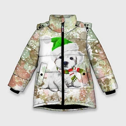 Куртка зимняя для девочки Щенок, цвет: 3D-черный