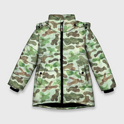 Куртка зимняя для девочки Весенний камуфляж, цвет: 3D-черный