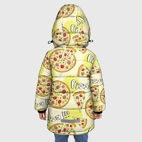 Зимняя куртка для девочки Узор - Пицца на желтом / 3D-Черный – фото 4