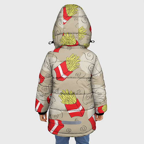 Зимняя куртка для девочки Фастфуд - Картошка фри / 3D-Черный – фото 4