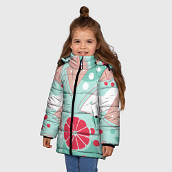 Куртка зимняя для девочки Арбузно-цитрусовый узор, цвет: 3D-светло-серый — фото 2