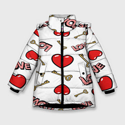 Куртка зимняя для девочки Valentines Day, цвет: 3D-черный