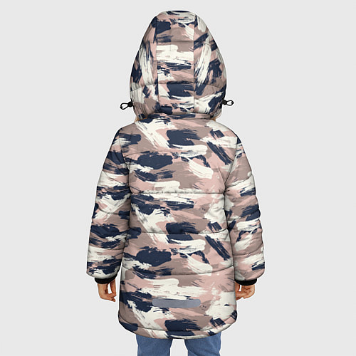 Зимняя куртка для девочки Кремовый камуфляж / 3D-Черный – фото 4