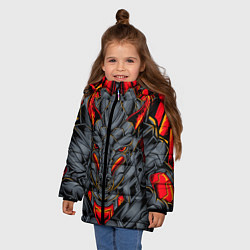 Куртка зимняя для девочки Механический дракон, цвет: 3D-черный — фото 2