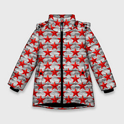 Куртка зимняя для девочки День защитника Отечества, цвет: 3D-черный