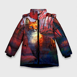 Куртка зимняя для девочки Рыжая лиса, цвет: 3D-черный
