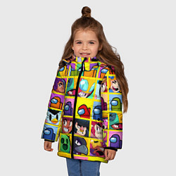 Куртка зимняя для девочки Among Us Brawl Stars Персона, цвет: 3D-черный — фото 2