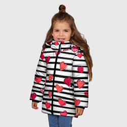 Куртка зимняя для девочки Hearts Pattern, цвет: 3D-черный — фото 2