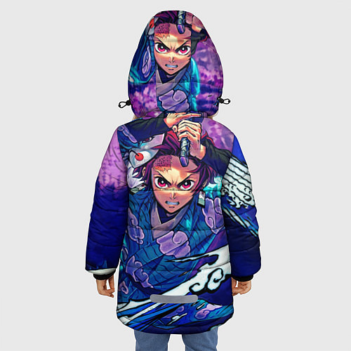 Зимняя куртка для девочки Танджиро камадо Клинок Демонов / 3D-Черный – фото 4