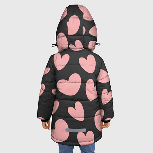 Зимняя куртка для девочки Сердечки / 3D-Черный – фото 4