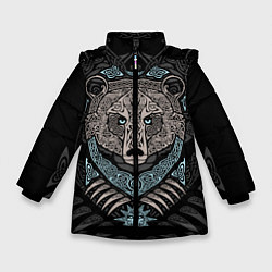 Куртка зимняя для девочки Медведь, цвет: 3D-черный
