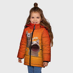 Куртка зимняя для девочки Cat Pop Мем, цвет: 3D-черный — фото 2