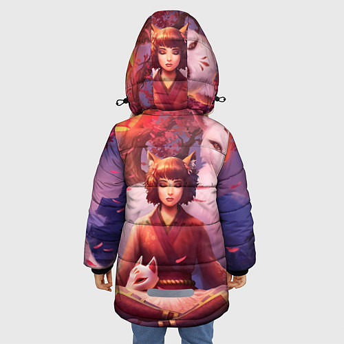 Зимняя куртка для девочки Девушка-лиса / 3D-Черный – фото 4