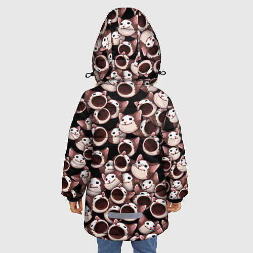 Зимняя куртка для девочки Popping cats / 3D-Черный – фото 4