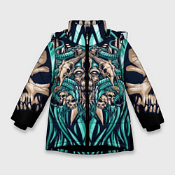 Куртка зимняя для девочки Древний зомби, цвет: 3D-черный