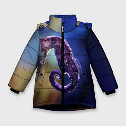 Куртка зимняя для девочки Морской конёк, цвет: 3D-черный