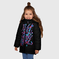Куртка зимняя для девочки Неон, цвет: 3D-черный — фото 2