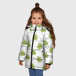 Куртка зимняя для девочки Клевер на День святого Патрика, цвет: 3D-светло-серый — фото 2