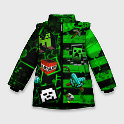Куртка зимняя для девочки Minecraft Майнкрафт, цвет: 3D-черный