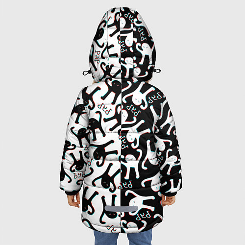 Зимняя куртка для девочки МЕМ КОТ ЪУЪ СЪУКА / 3D-Черный – фото 4