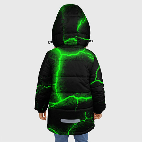 Зимняя куртка для девочки К - 13 зелёная трещина 3D / 3D-Черный – фото 4