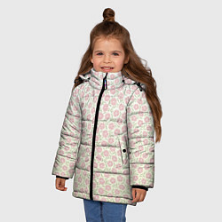 Куртка зимняя для девочки Узор мелкие цветочки, цвет: 3D-черный — фото 2