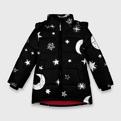 Куртка зимняя для девочки Звездное небо, цвет: 3D-красный