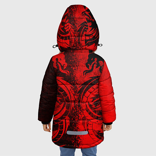 Зимняя куртка для девочки BLACK RED DRAGONS TATOO / 3D-Черный – фото 4