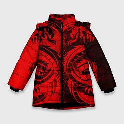 Куртка зимняя для девочки BLACK RED DRAGONS TATOO, цвет: 3D-черный