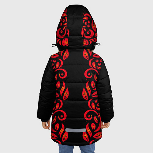 Зимняя куртка для девочки ХОХЛОМА / 3D-Черный – фото 4
