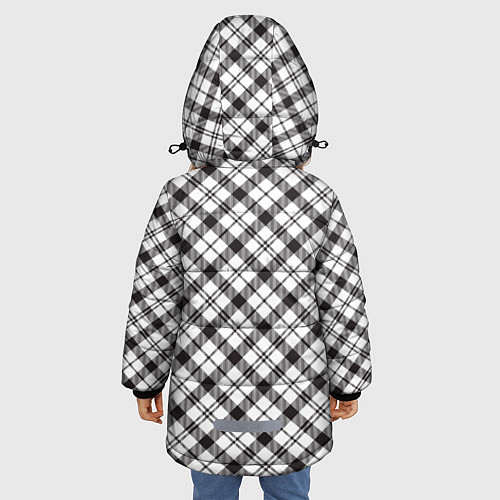 Зимняя куртка для девочки Чб текстура в клетку / 3D-Черный – фото 4