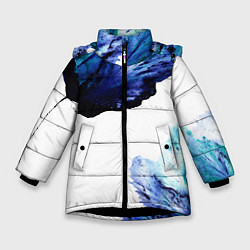 Куртка зимняя для девочки Синие цветы, цвет: 3D-черный