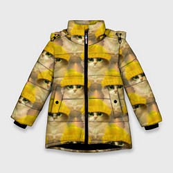 Куртка зимняя для девочки Котята, цвет: 3D-черный