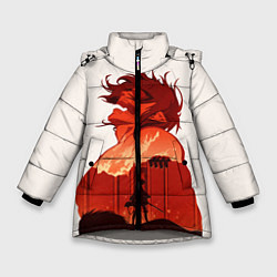 Куртка зимняя для девочки Атака Титанов, цвет: 3D-светло-серый