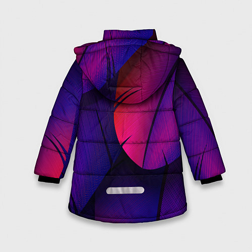 Зимняя куртка для девочки Фиолетовые Перья / 3D-Светло-серый – фото 2