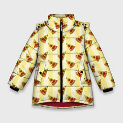 Куртка зимняя для девочки Кусочки Пиццы, цвет: 3D-красный