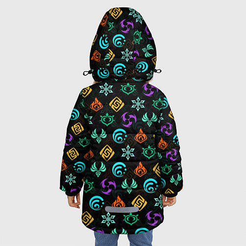 Зимняя куртка для девочки GENSHIN IMPACT ЭМБЛЕМЫ / 3D-Черный – фото 4