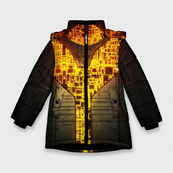 Куртка зимняя для девочки Неоновая внутренность 3D, цвет: 3D-черный