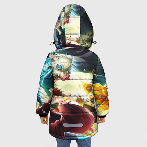 Зимняя куртка для девочки КЛИНОК РАССЕКАЮЩИЙ ДЕМОНОВ ПЕРСОНАЖИ / 3D-Черный – фото 4