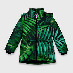 Куртка зимняя для девочки Сочные тропики, цвет: 3D-черный