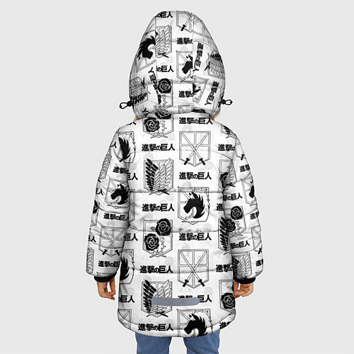 Зимняя куртка для девочки АТАКА ТИТАНОВ ОРГАНИЗАЦИИ УЗОР / 3D-Черный – фото 4