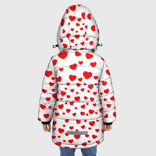 Зимняя куртка для девочки Енот в сердечках / 3D-Черный – фото 4