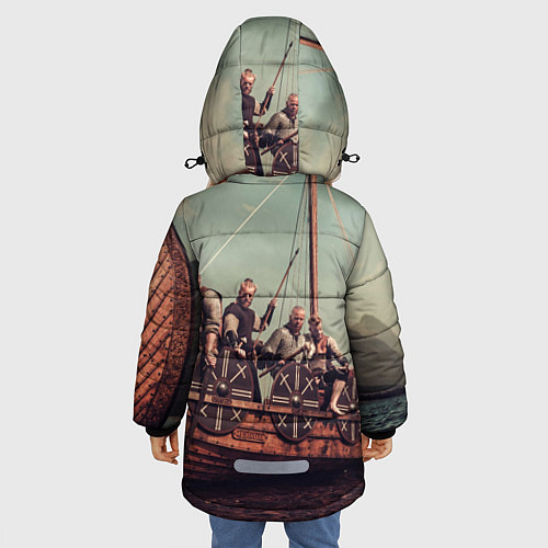 Зимняя куртка для девочки Valheim викинги / 3D-Черный – фото 4