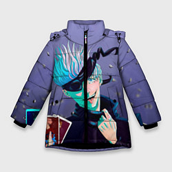Куртка зимняя для девочки Магическая битва Карты, цвет: 3D-черный