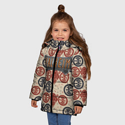 Куртка зимняя для девочки Valheim символы викингов, цвет: 3D-черный — фото 2