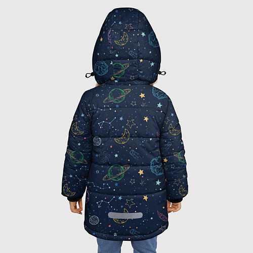Зимняя куртка для девочки Созвездия / 3D-Черный – фото 4