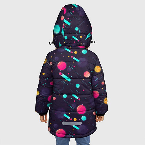 Зимняя куртка для девочки Космические движения комет / 3D-Черный – фото 4