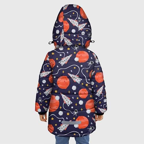 Зимняя куртка для девочки Корабли, планеты и спутники / 3D-Черный – фото 4