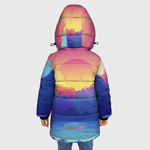 Зимняя куртка для девочки Красочные Горы / 3D-Черный – фото 4