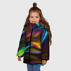 Куртка зимняя для девочки Градиент, цвет: 3D-черный — фото 2